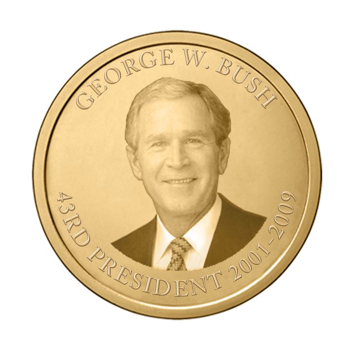BUSH Minted Commemorative BRASS COINS two coins eagle Vote GEORGE W MD-64, 66 