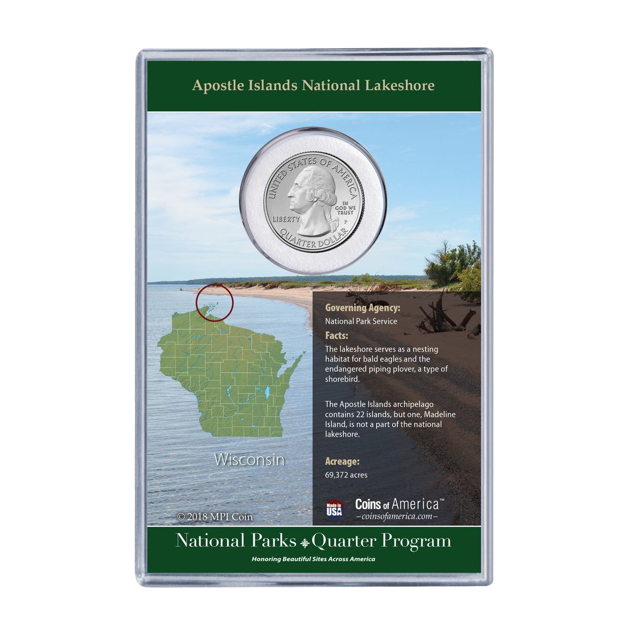 2018 Wisconsin Apostle Islands Coin & Stamp Set