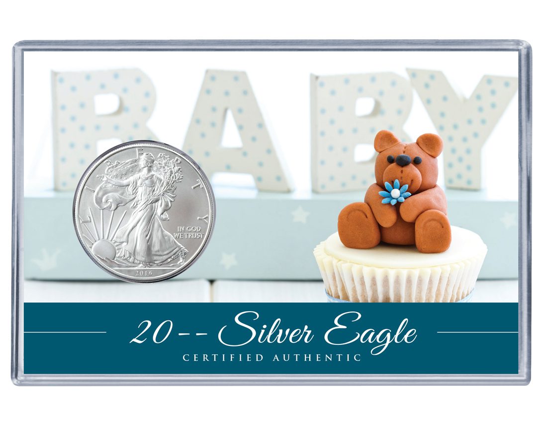 New Baby Silver Eagle Acrylic Display - Blue