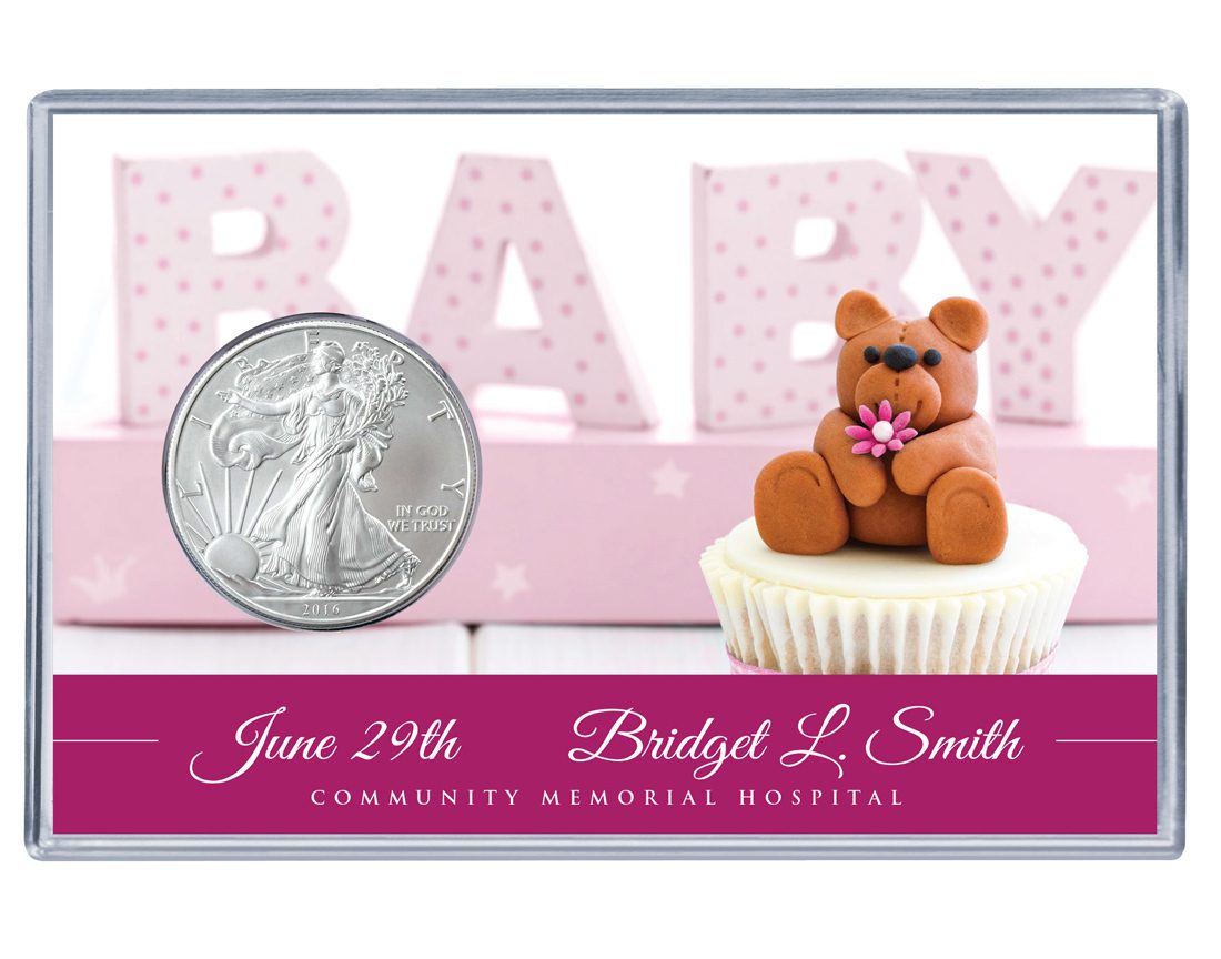 New Baby Silver Eagle Acrylic Display - Pink