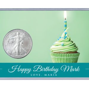 Birthday Silver Eagle Acrylic Display - Green Cupcake - customized