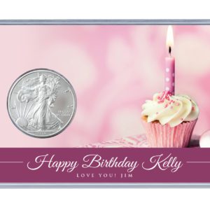 Birthday Silver Eagle Acrylic Display - Pink Cupcake - customized