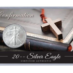 Confirmation Silver Eagle Acrylic Display - Small Cross