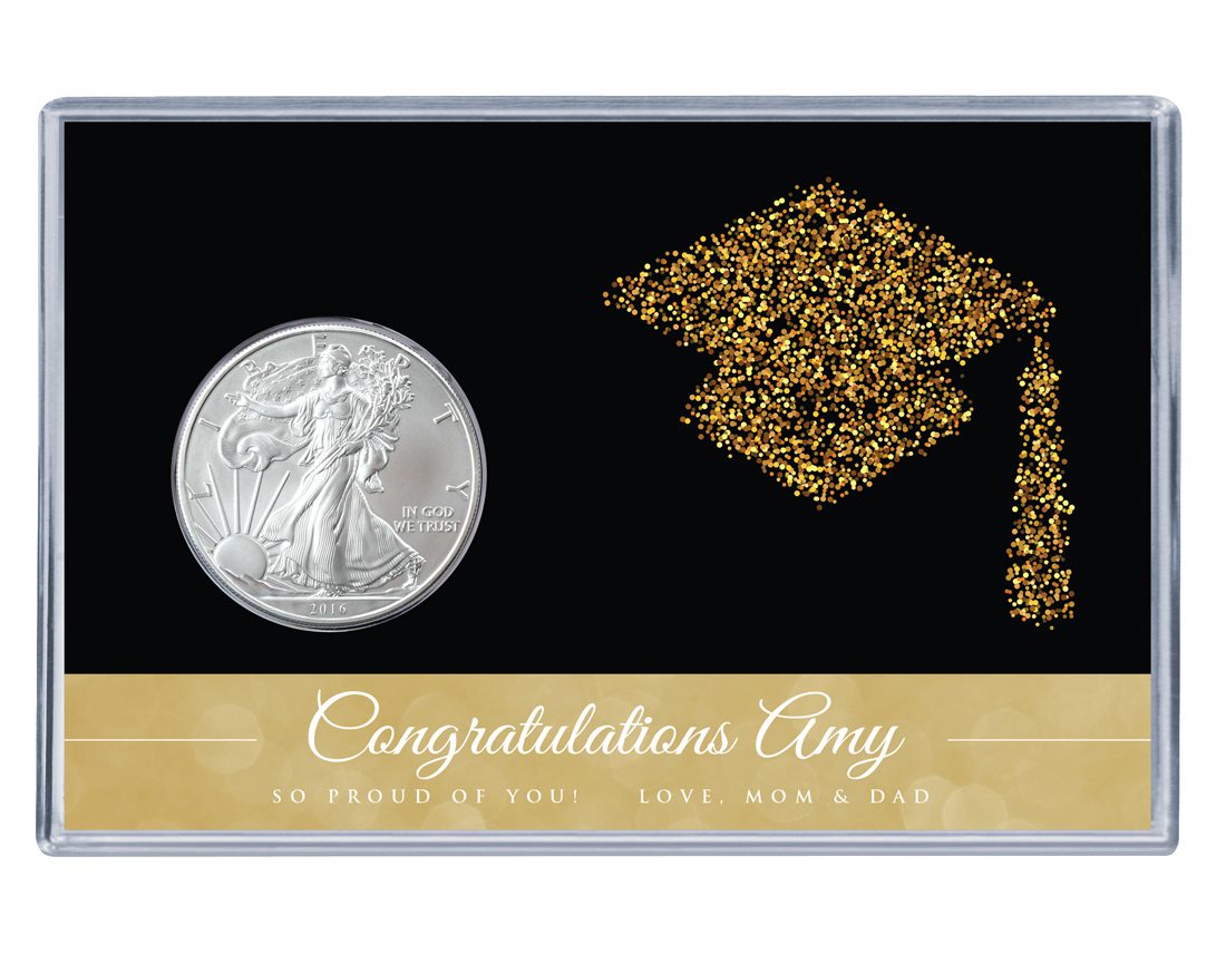 Graduation Silver Eagle Acrylic Display - Glitter