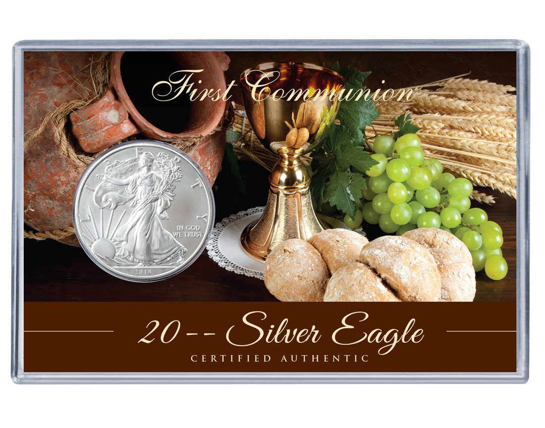 Communion Silver Eagle Acrylic Display - Brown