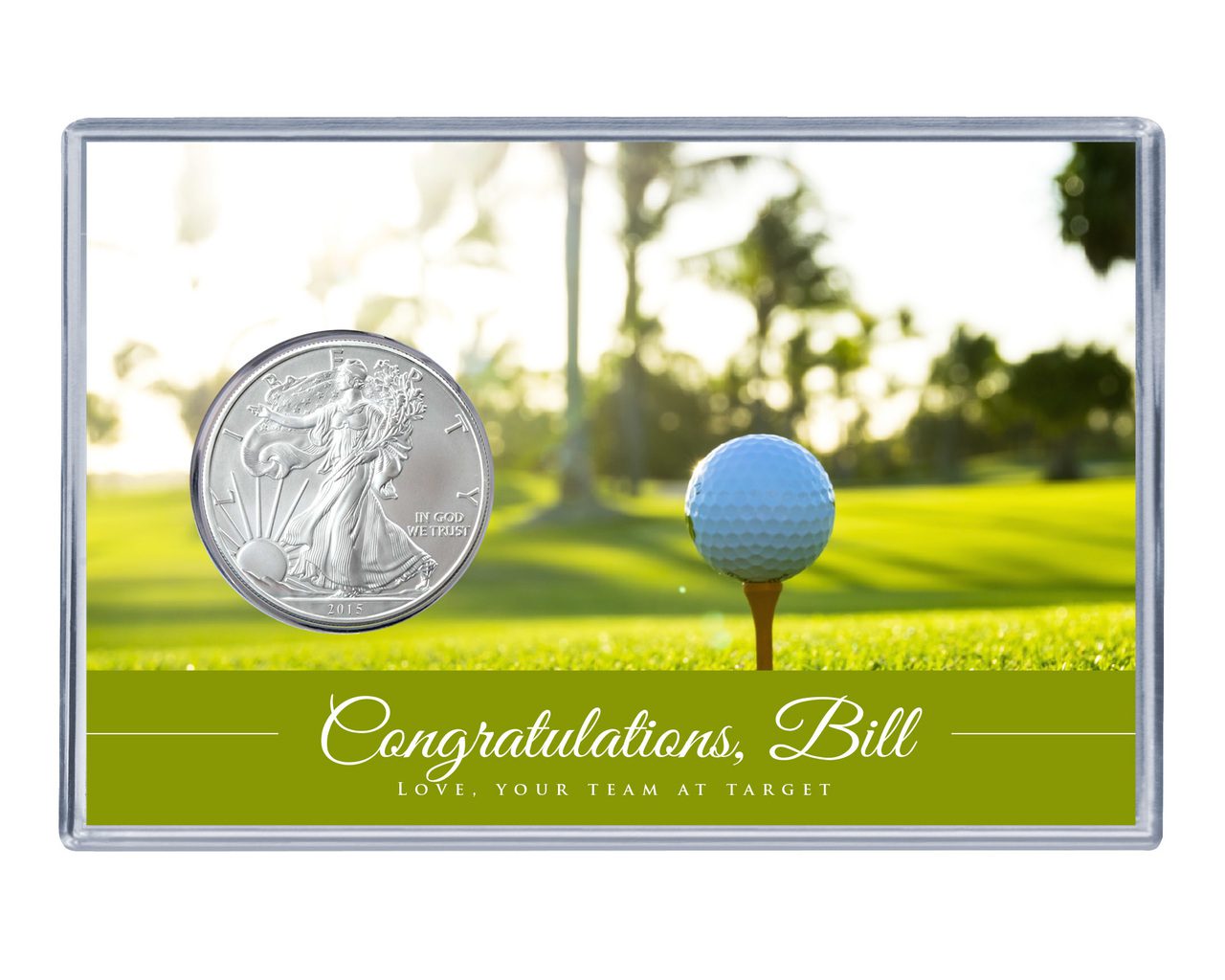 Retirement Silver Eagle Acrylic Display- Golf