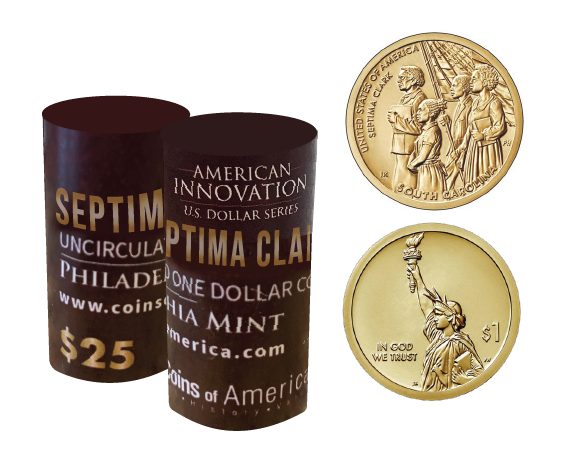American Innovations Uncirculated Dollar Philadelphia Mint Roll SC Septima Clark
