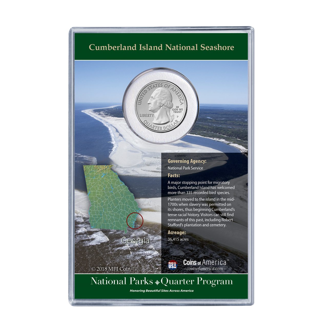 Georgia Cumberland Island National Park Coin & Stamp