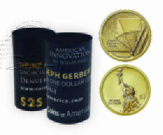 American Innovations Uncirculated Dollar Denver Mint Roll-CT Heinz Gerber Variable Scale