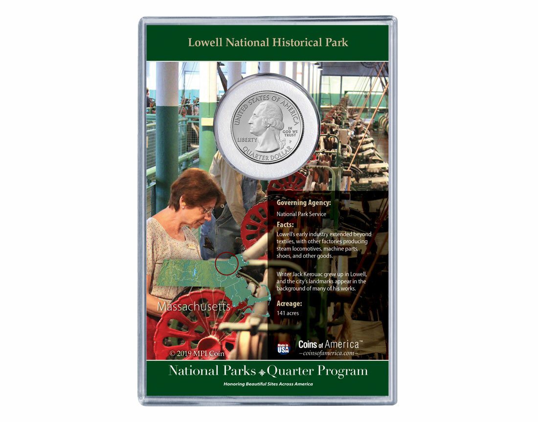 MA Lowell National Park Coin & Stamp Set