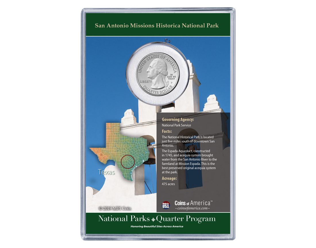 Texas San Antonio Missions National Historical Park Coin & Stamp Set