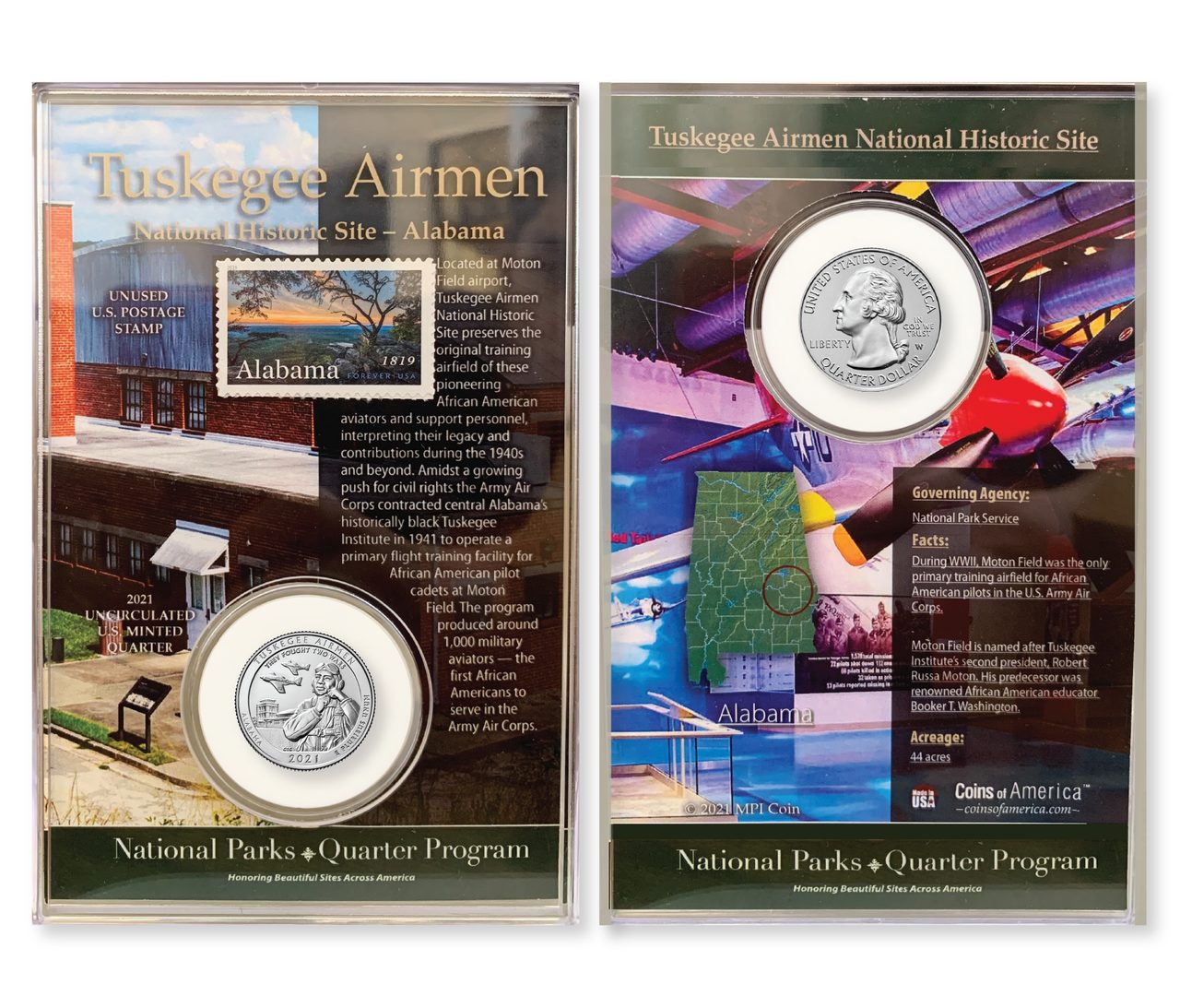Alabama Tuskegee Airmen National Park Coin & Stamp Set