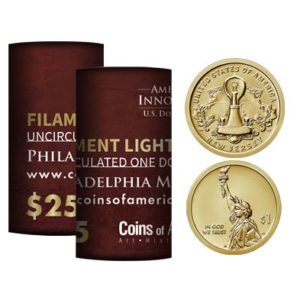 American Innovations Uncirculated Dollar Philadelphia Mint Roll-NJ Light Bulb