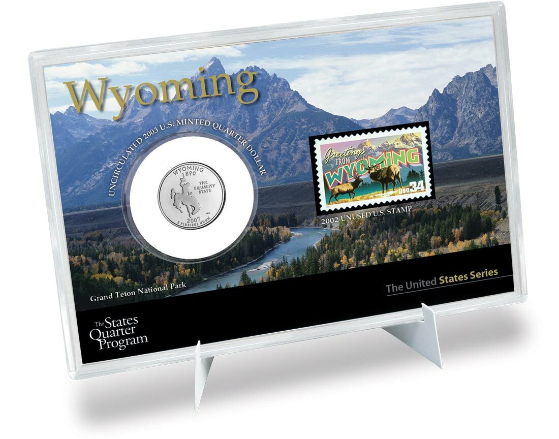 Wyoming State Quarter & Stamp Set Coins of America