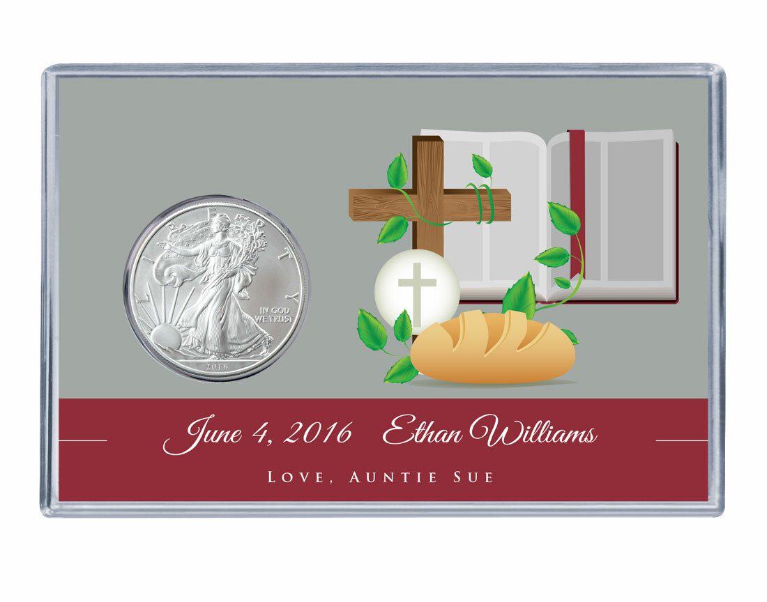 Communion Silver Eagle Acrylic Display - Red