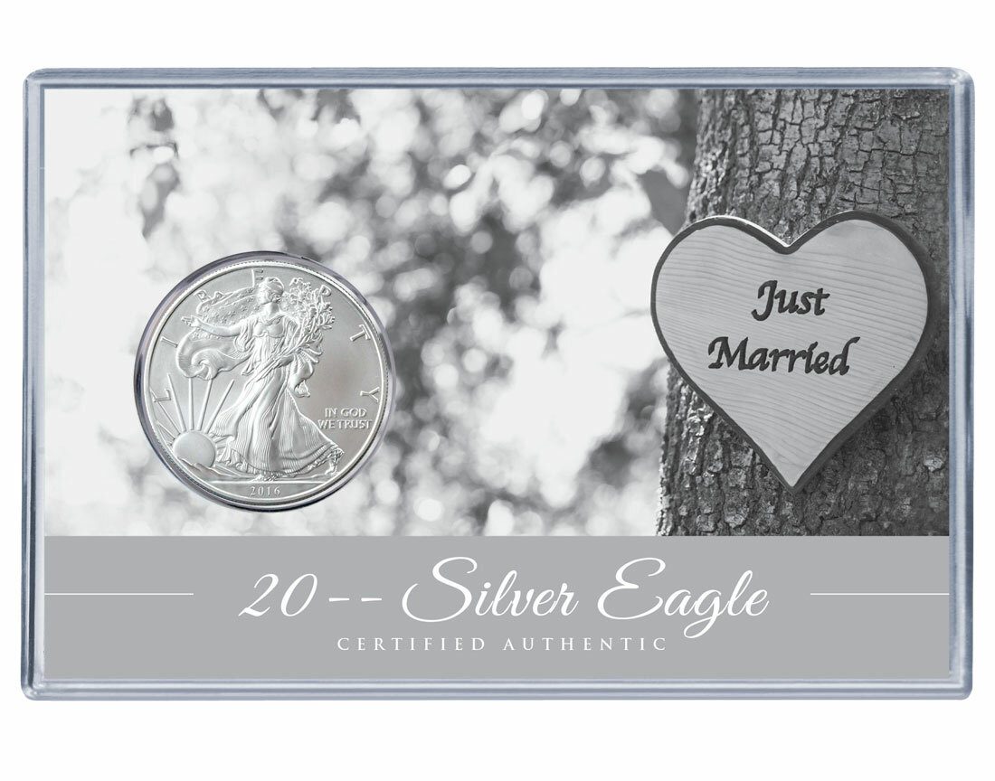 Wedding Silver Eagle Acrylic Display - Just Married