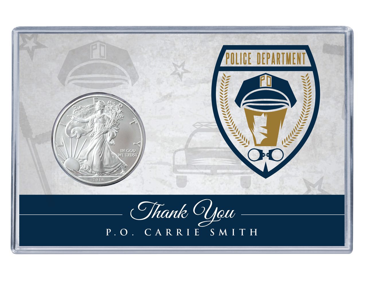 Police Officer Silver Eagle Acrylic Display