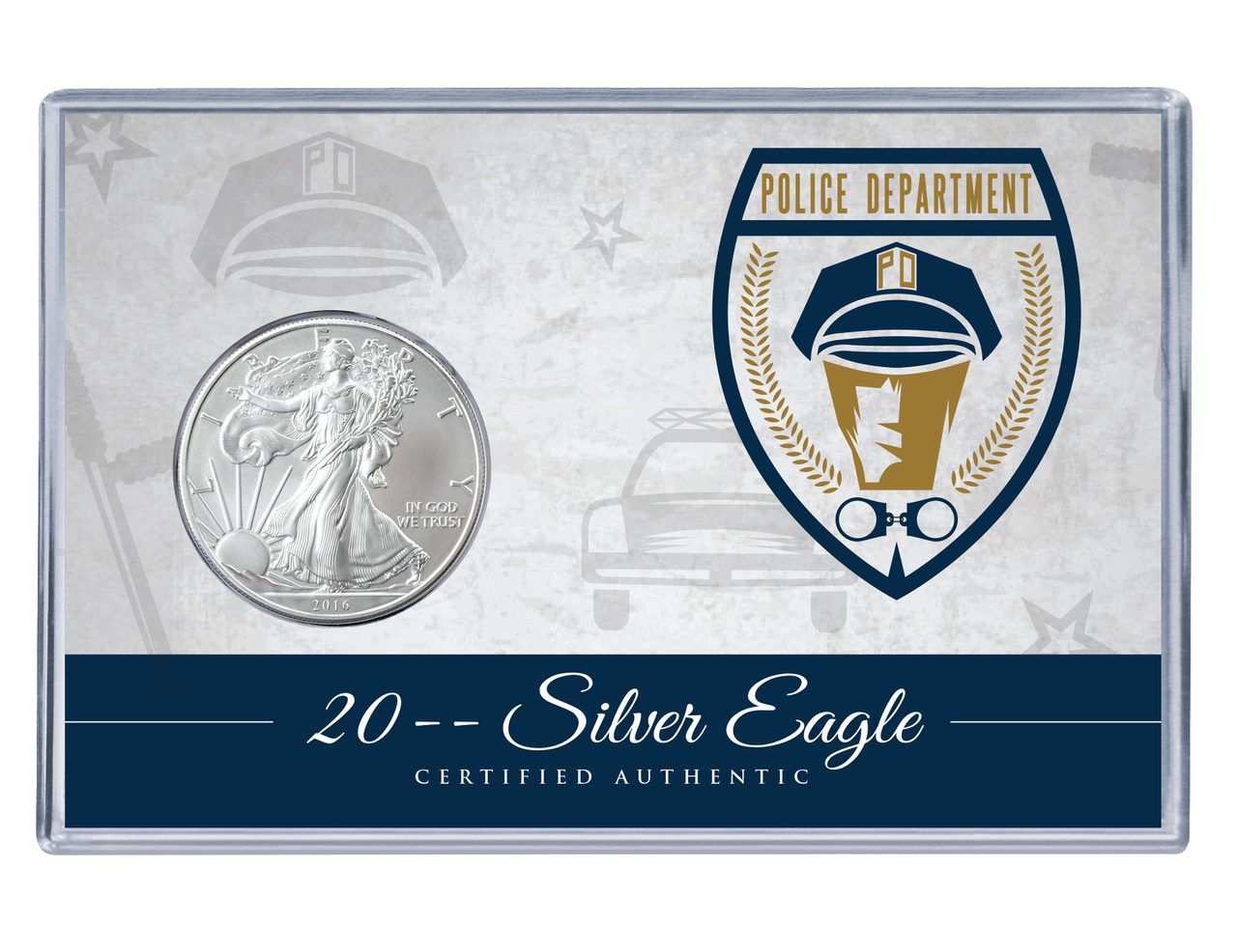 Police Officer Silver Eagle Acrylic Display