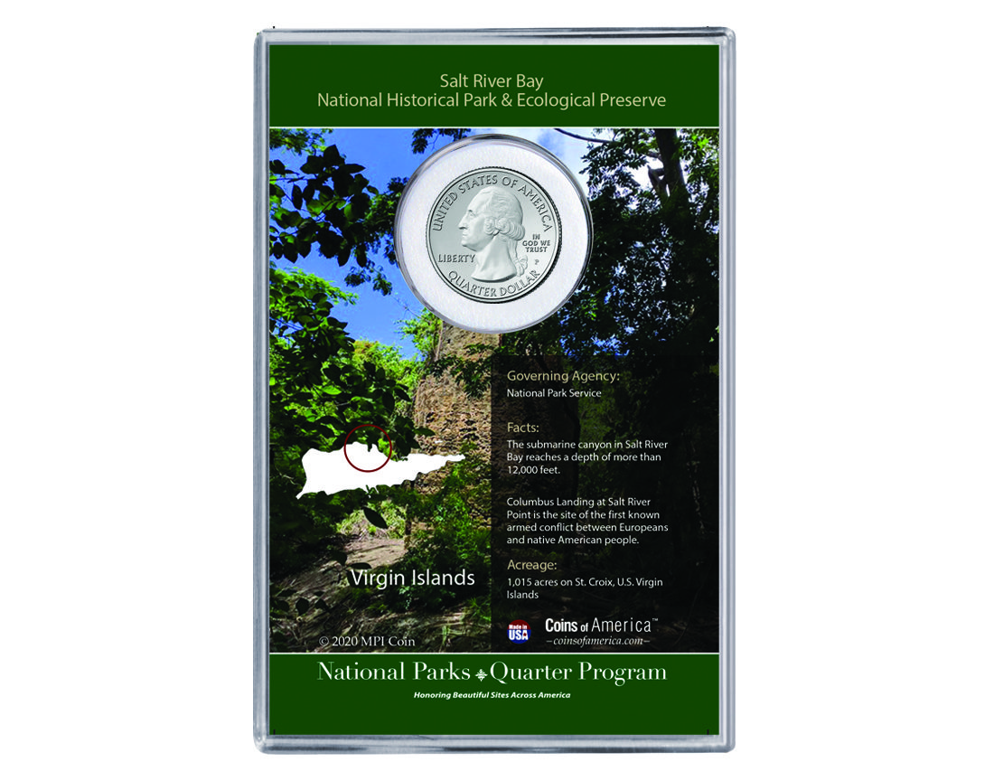 US Virgin Island Salt River Bay National Park Coin & Stamp Set