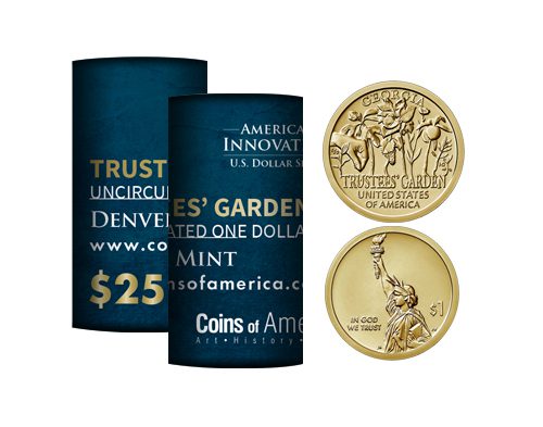 American Innovations Uncirculated Dollar Denver Mint Roll-GA Trustees' Garden