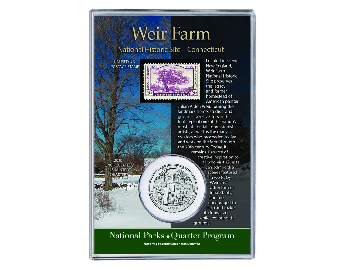 Connecticut Weir Farm National Park Coin & Stamp Set